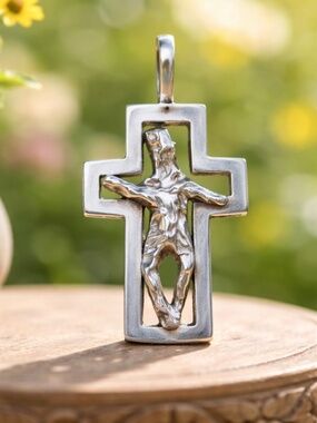 Handcrafted Large Unisex Crucifix Sterling Silver 925, Heavy Cross